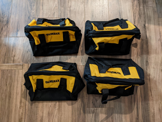 New 4-Pack Dewalt Contractor Tool Bag (13"x10"x8")