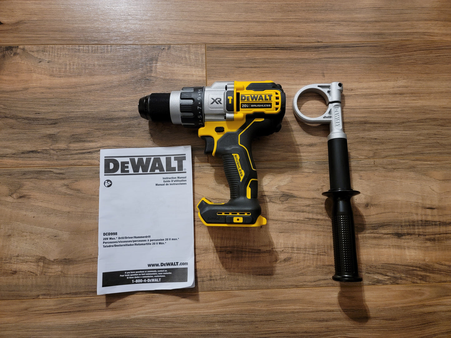 New DEWALT 20V MAX XR Hammer Drill, Brushless, 3-Speed, Power Detect, Tool Only (DCD998B)