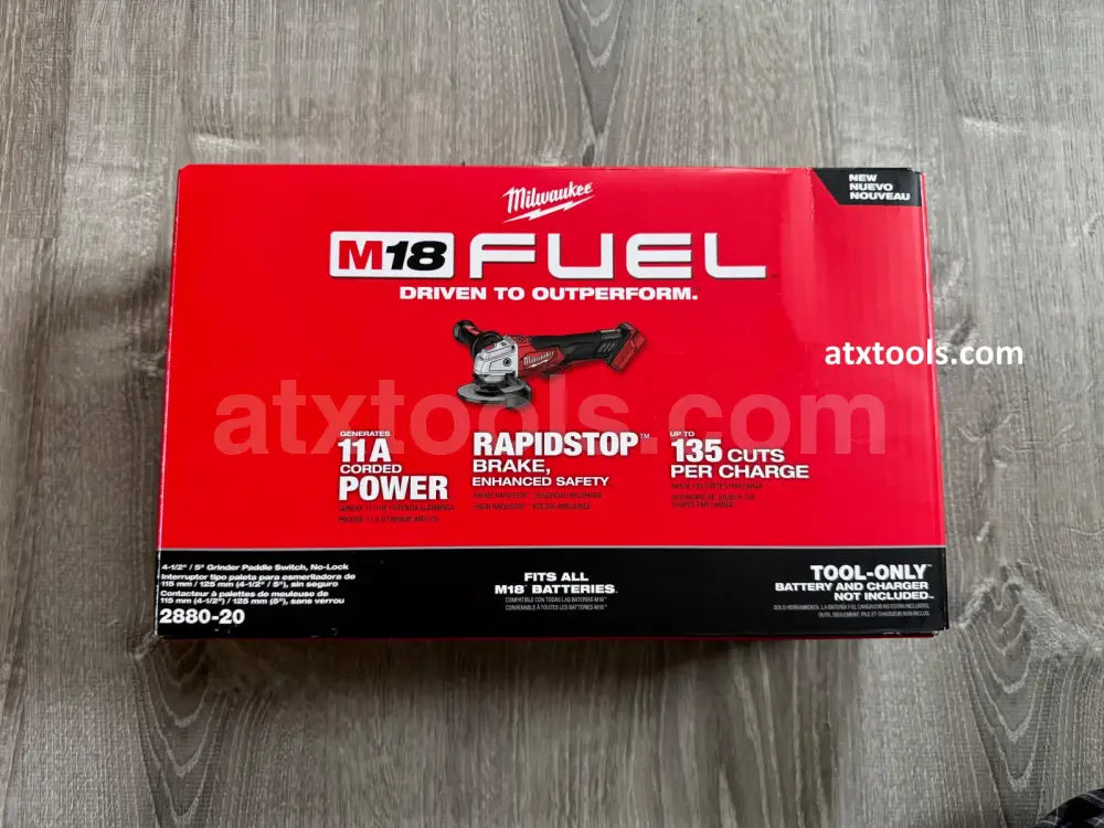 Milwaukee 2880-20 M18 FUEL 18 Volt 4-1/2’’ / 5’’ Grinder Paddle Switch No-Lock